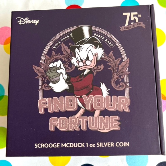 NEW 2022 Disney Scrooge McDuck 75th Anniversary 1oz Silver .999 Proof Coin - Picture 1 of 4